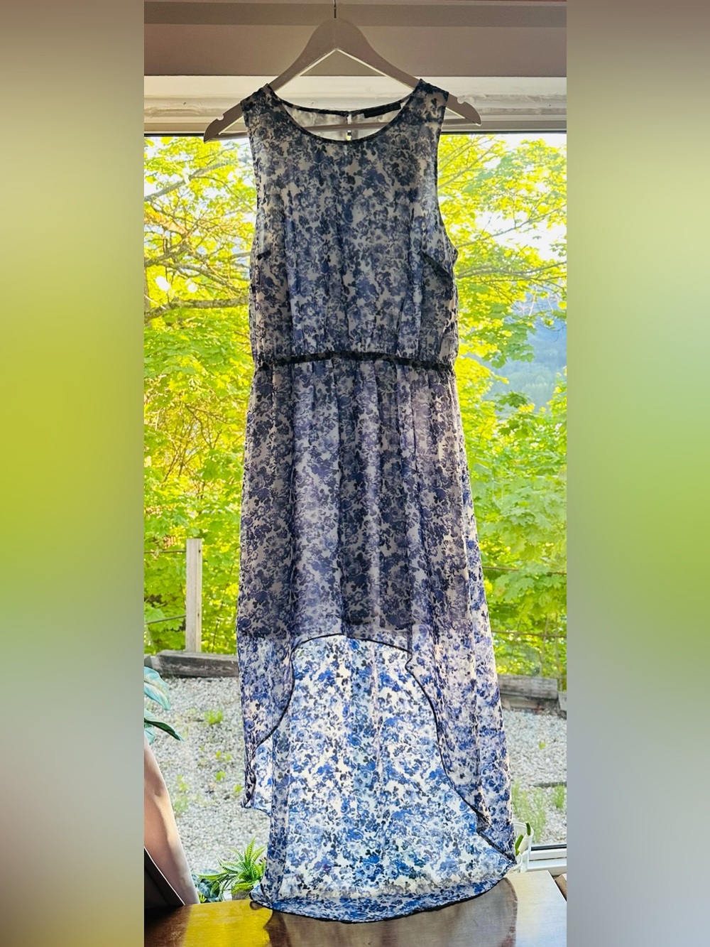 Blue Willow Cottagecore High-Low Dress 💙 Romantic Garden Party Floral Midi Dress